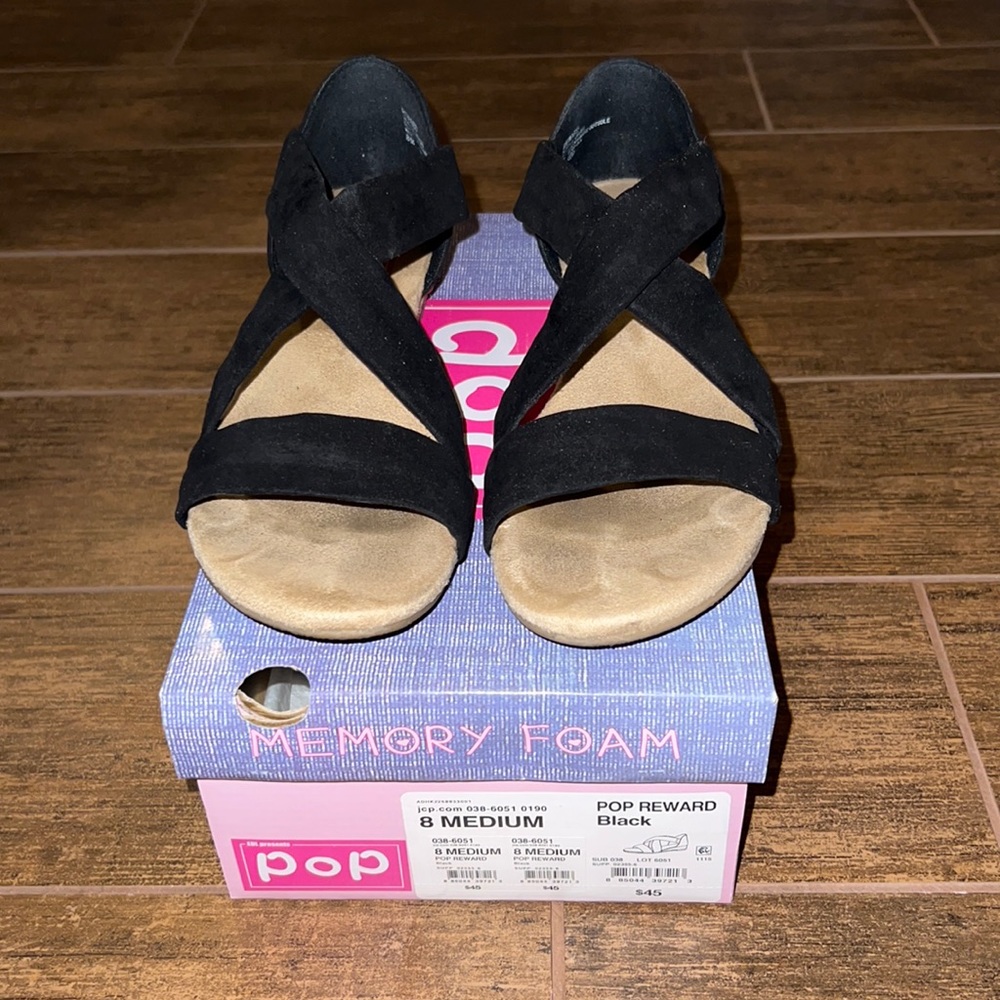 Black POP sandals size 8